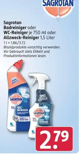 Rossmann Sagrotan badreiniger oder wc-reiniger je 750 ml oder allzweck-reiniger 1,5 liter Angebot