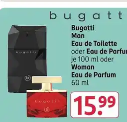 Rossmann Bugatti man eau de toilette oder eau de parfum oder woman eau de parfum Angebot