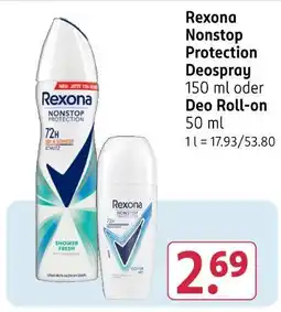 Rossmann Rexona nonstop protection deospray oder deo roll-on Angebot