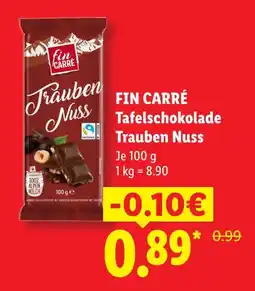 Lidl Fin carré tafelschokolade trauben nuss Angebot