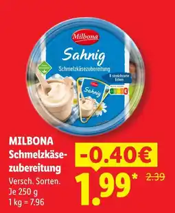 Lidl Milbona schmelzkäsezubereitung sahnig Angebot