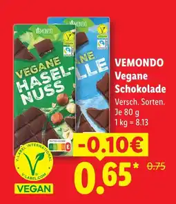 Lidl Vemondo vegane schokolade Angebot