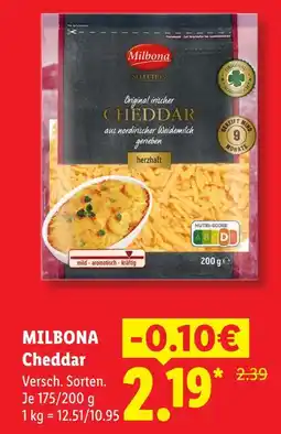 Lidl Milbona cheddar Angebot