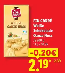 Lidl Fin carré weiße schokolade ganze nuss Angebot