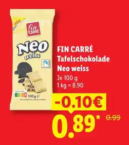Lidl Fin carré tafelschokolade neo weiss Angebot