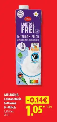 Lidl Milbona laktosefreie fettarme h-milch Angebot