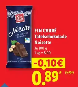 Lidl Fin carré tafelschokolade noisette Angebot