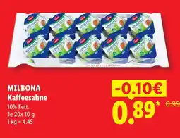 Lidl Milbona kaffeesahne Angebot