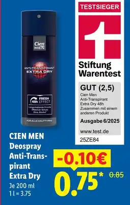 Lidl Cien men deospray anti-transpirant extra dry Angebot