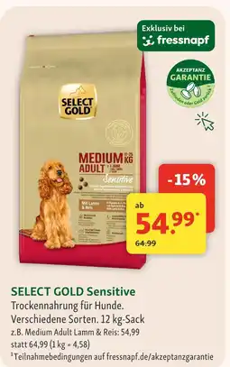 Fressnapf Select gold sensitive medium adult lamm & reis Angebot