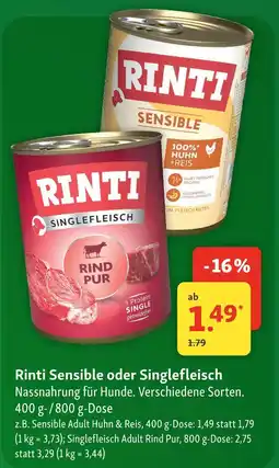 Fressnapf Rinti sensible adult huhn & reis Angebot