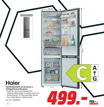 Haier hdpr3620cnpd 2d 60 series 3 kühlgefrierkombination