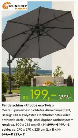 Pflanzen Kölle Schneider schirme pendelschirm rhodos eco twist rund Angebot