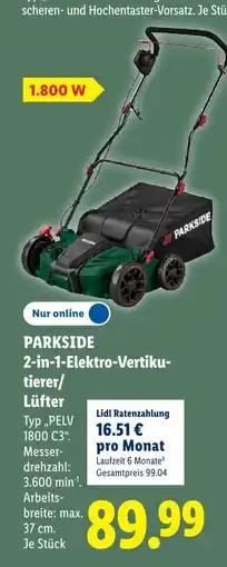 Lidl Parkside 2-in-1-elektro-vertikutierer/lüfter Angebot
