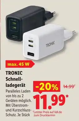 Lidl Tronic schnellladegerät schwarz Angebot
