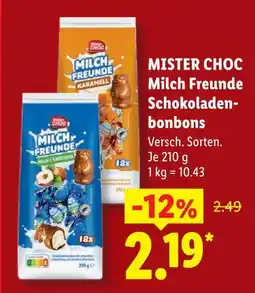 Lidl Mister choc milch freunde schokoladenbonbons karamell Angebot