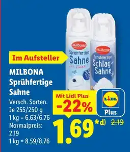 Lidl Milbona sprühfertige sahne die leichte Angebot
