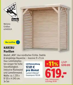 Lidl Karibu pavillon modell mik Angebot
