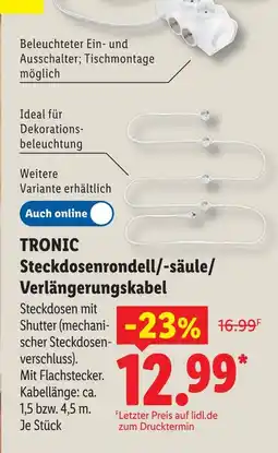 Lidl Tronic steckdosenrondell/-säule/verlängerungskabel Angebot