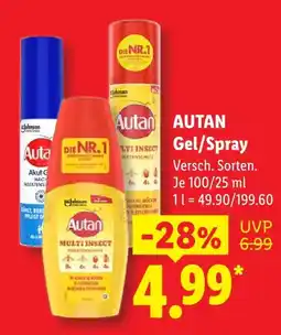 Lidl Autan gel/spray Angebot