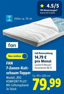 Lidl Fan 7-zonen-kaltschaum-topper Angebot