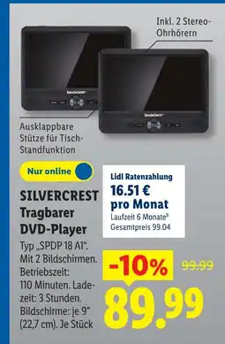 Lidl Silvercrest tragbarer dvd-player Angebot