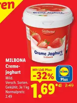 Lidl Milbona creme-joghurt erdbeere Angebot