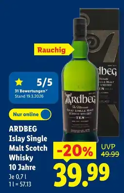 Lidl Ardbeg islay single malt scotch whisky 10 jahre Angebot