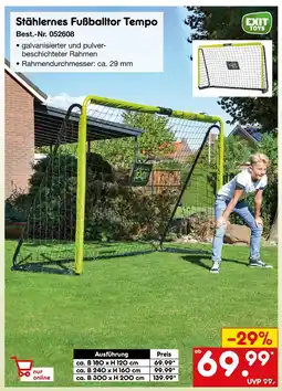 Netto Marken-Discount Exit toys stählernes fußballtor tempo ca. b 180 x h 120 cm Angebot