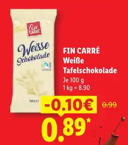 Lidl Fin carré weiße tafelschokolade Angebot