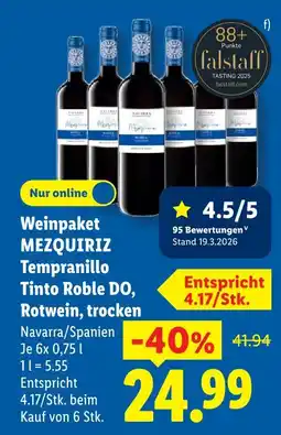 Lidl Mezquiriz weinpaket tempranillo tinto roble do Angebot
