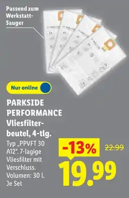 Lidl Parkside performance vliesfilterbeutel, 4-tlg Angebot