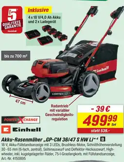 toom Baumarkt Einhell akku-rasenmäher „gp-cm 36/47 s hw li“ 4 Angebot