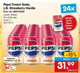 Netto Marken-Discount Pepsi cream soda strawberry vanilla Angebot