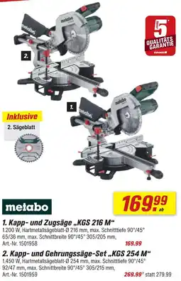 toom Baumarkt Metabo kapp- und zugsäge kgs 216 m Angebot