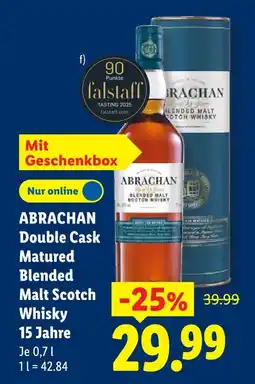 Lidl Abrachan double cask matured blended malt scotch whisky 15 jahre Angebot
