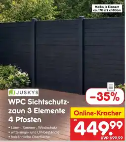 Netto Marken-Discount Juskys wpc sichtschutzzaun 3 elemente 4 pfosten Angebot