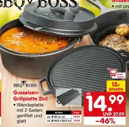 Netto Marken-Discount Bbq boss gusseisen-grillplatte 2in1 ca. ø 35 cm Angebot