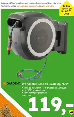 Globus Baumarkt Gardena wandschlauchbox roll up m/l Angebot