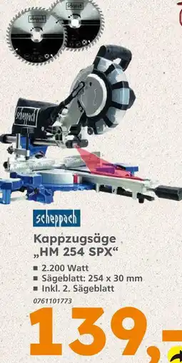 Globus Baumarkt Scheppach kappzugsäge hm 254 spx Angebot