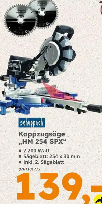 Globus Baumarkt Scheppach kappzugsäge hm 254 spx Angebot