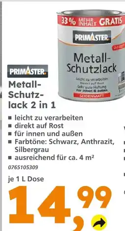 Globus Baumarkt Primaster metall-schutzlack 2 in 1 Angebot