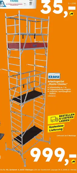 Globus Baumarkt Krause arbeitsgerüst monto climtec Angebot