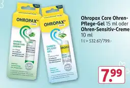 Rossmann Ohropax care ohren-pflege-gel oder ohren-sensitiv-creme Angebot
