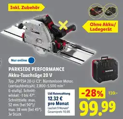 Lidl Parkside performance akku-tauchsäge 20 v Angebot
