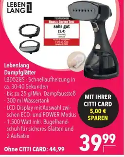 CITTI Markt Lebenlang Dampfglätter LBD528S Angebot