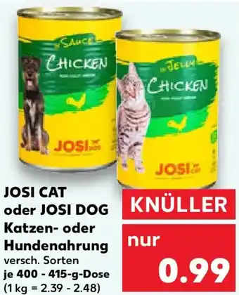 Kaufland JOSI CAT oder JOSI DOG Katzen- oder Hundenahrung Angebot