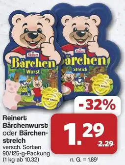 Famila Nord West Reinert Bärchenwurst oder Bärchenstreich Angebot