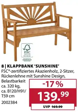 Dehner Klappbank 'sunshine' Angebot