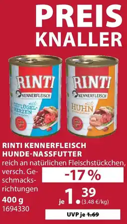 Dehner Rinti kennerfleisch hunde-nassfutter Angebot